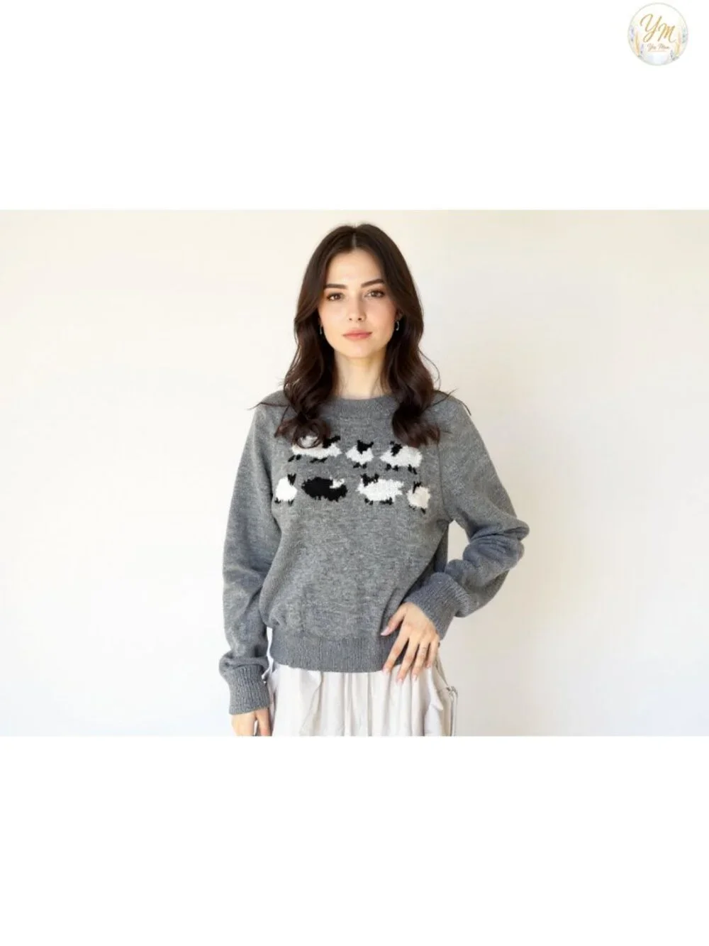 Women's Fair Isle Print Knit Pullover Sweater Oversized Warm Long Sleeve